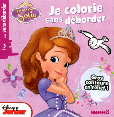 Princesse Sofia Je colorie sans déborder 3 ans (Fond rose) Gros contours en relief !