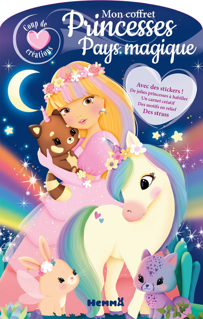 Coup de coeur créations - Mon coffret Princesses - Pays magique - Avec des stickers ! De jolies princesses à habiller, un carnet créatif, des motifs en relief, des strass