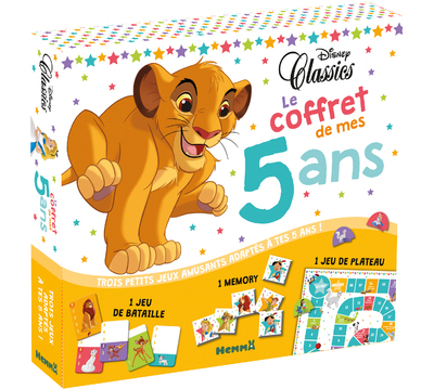 Disney Classics - Le coffret de mes 5 ans - 1 jeu de bataille - 1 memory - 1 jeu de plateau