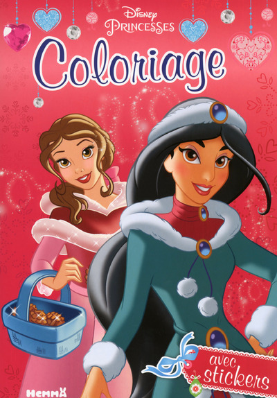 Disney Princesses Coloriage avec stickers (Noël Belle,Jasmine)