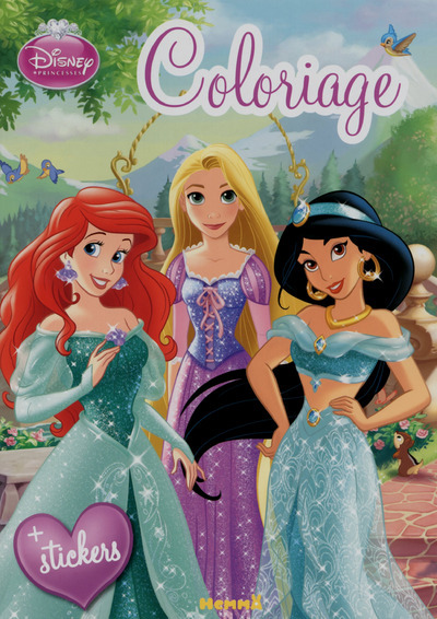 Disney Princesses Coloriage avec stickers (Ariel, Raiponce, Jasmine)
