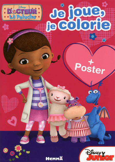 Docteur La Peluche Je joue, je colorie + poster (fond rose)