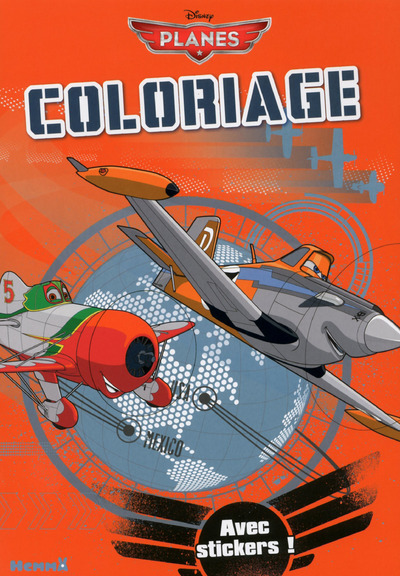 Planes Coloriage avec stickers (Fond orange)