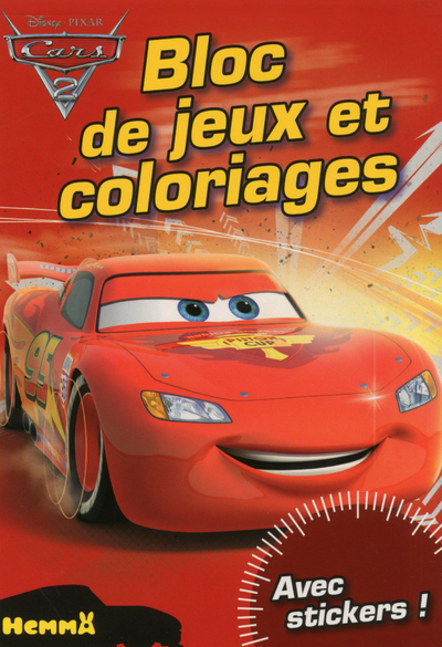 Cars 2 - bloc de jeux et coloriages avec stickers (chrono bordeaux)