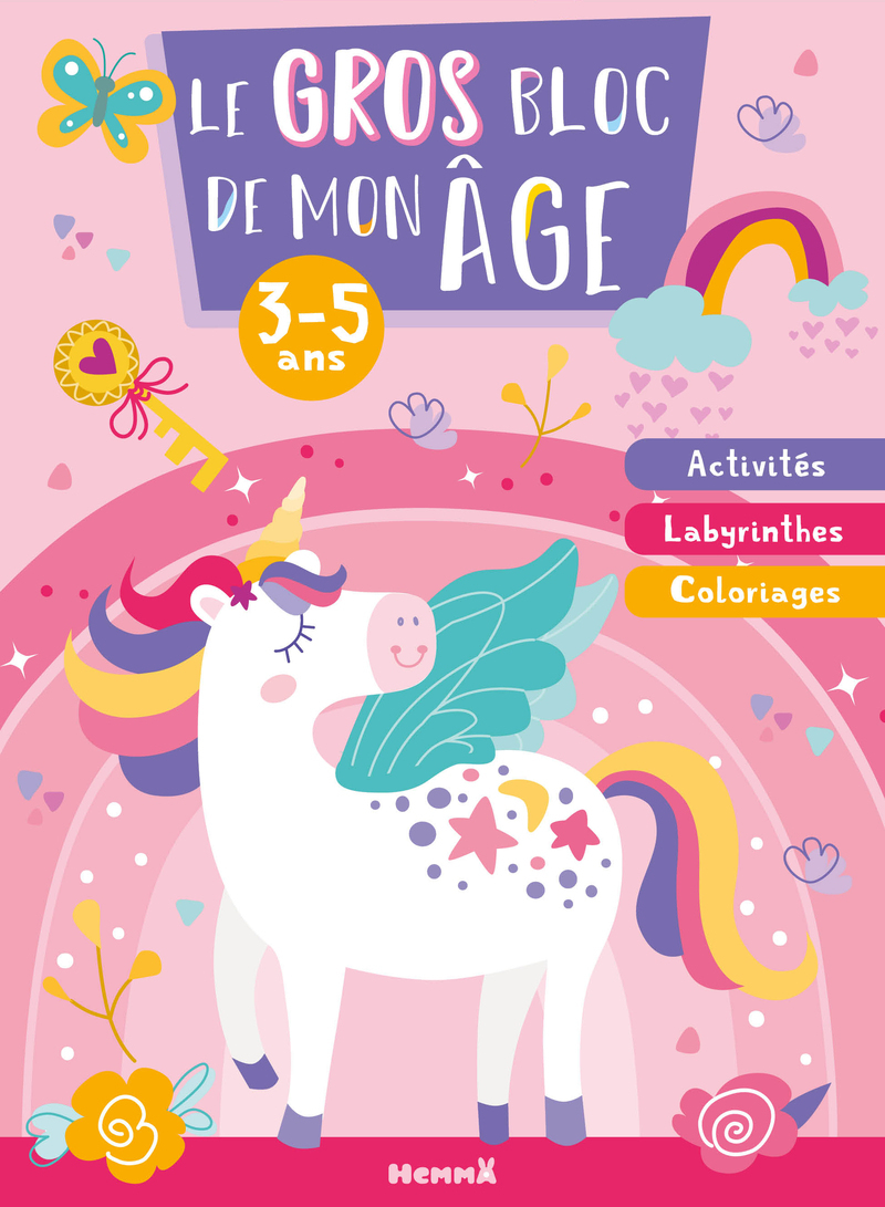 Le gros bloc de mon âge (3-5 ans) (Licornes) - Activités, Labyrinthes, Coloriages