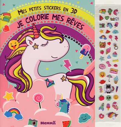 Mes petits stickers en 3D Je colorie mes rêves (Licorne)