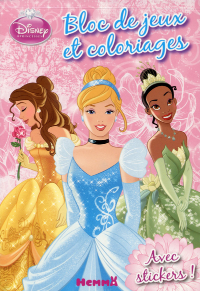 Disney princesses bloc de jeux et coloriages avec stickers ! (belle, cendrillon, tiana)