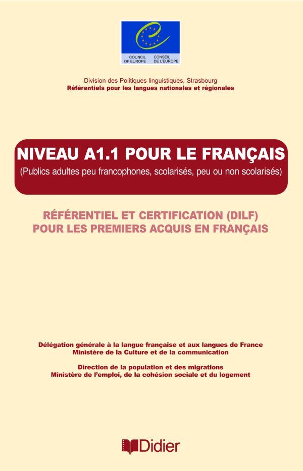 Les référentiels - Niveau A1.1 -  Pour le français -  DILF - Livre