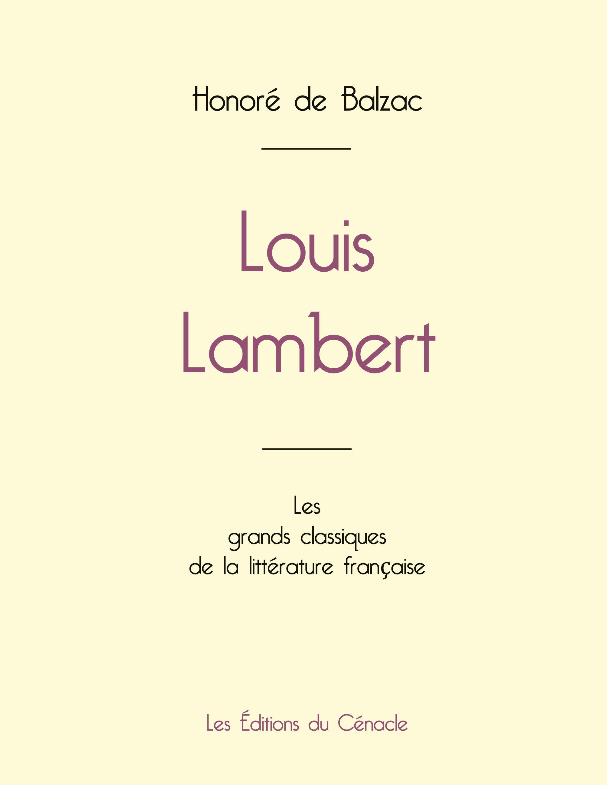 Louis Lambert de Balzac (édition grand format)