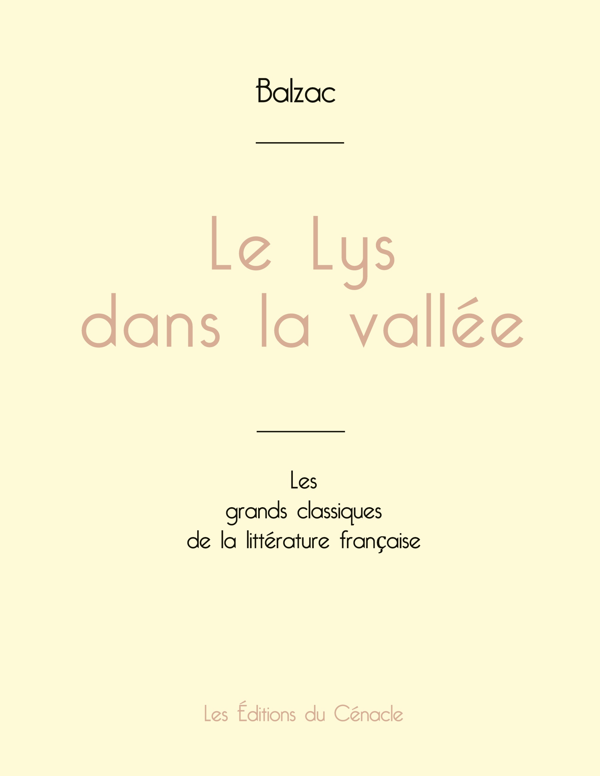 Le Lys dans la vallée de Balzac (édition grand format)