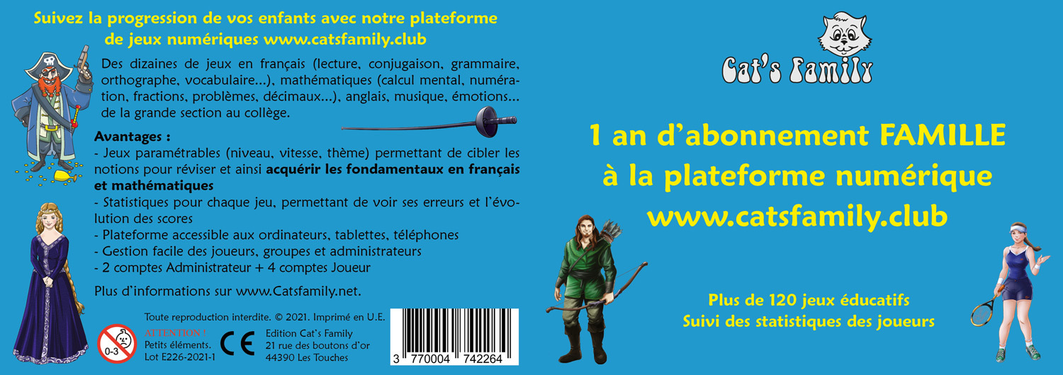 Carte Abonnement Famille 1 an à la plateforme numérique www.catsfamily.club