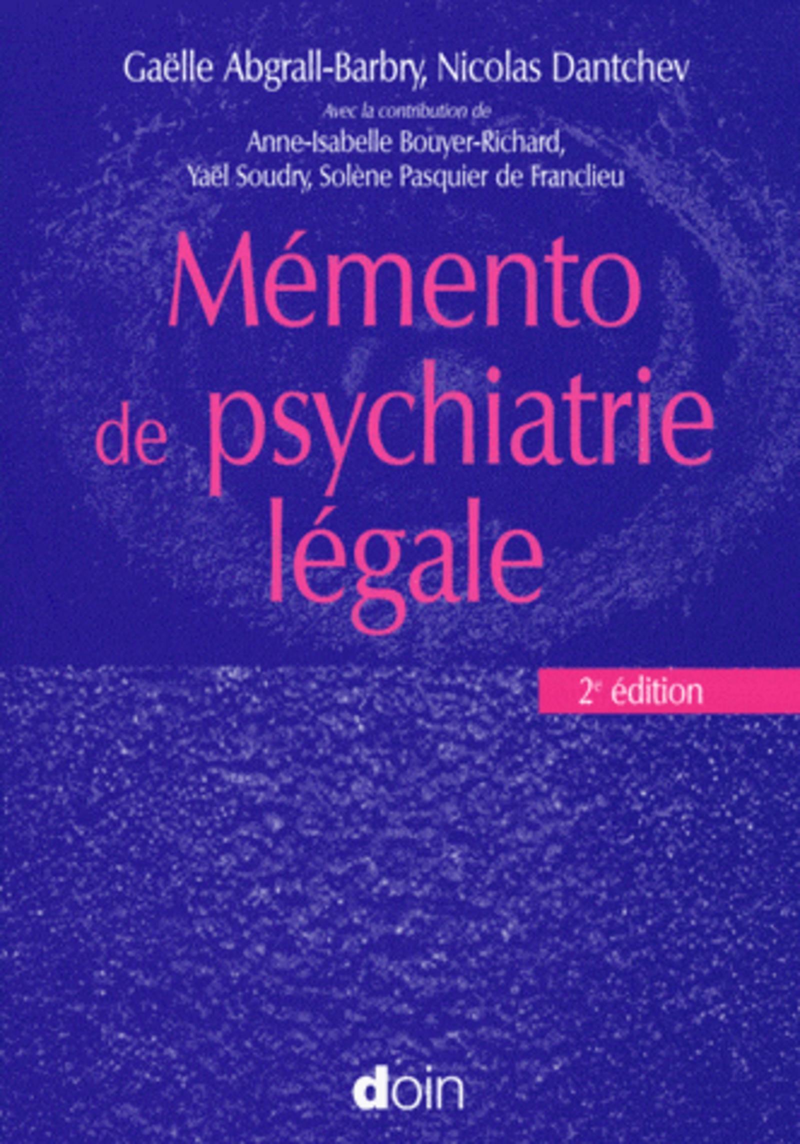 Mémento de psychiatrie légale - 2e édition