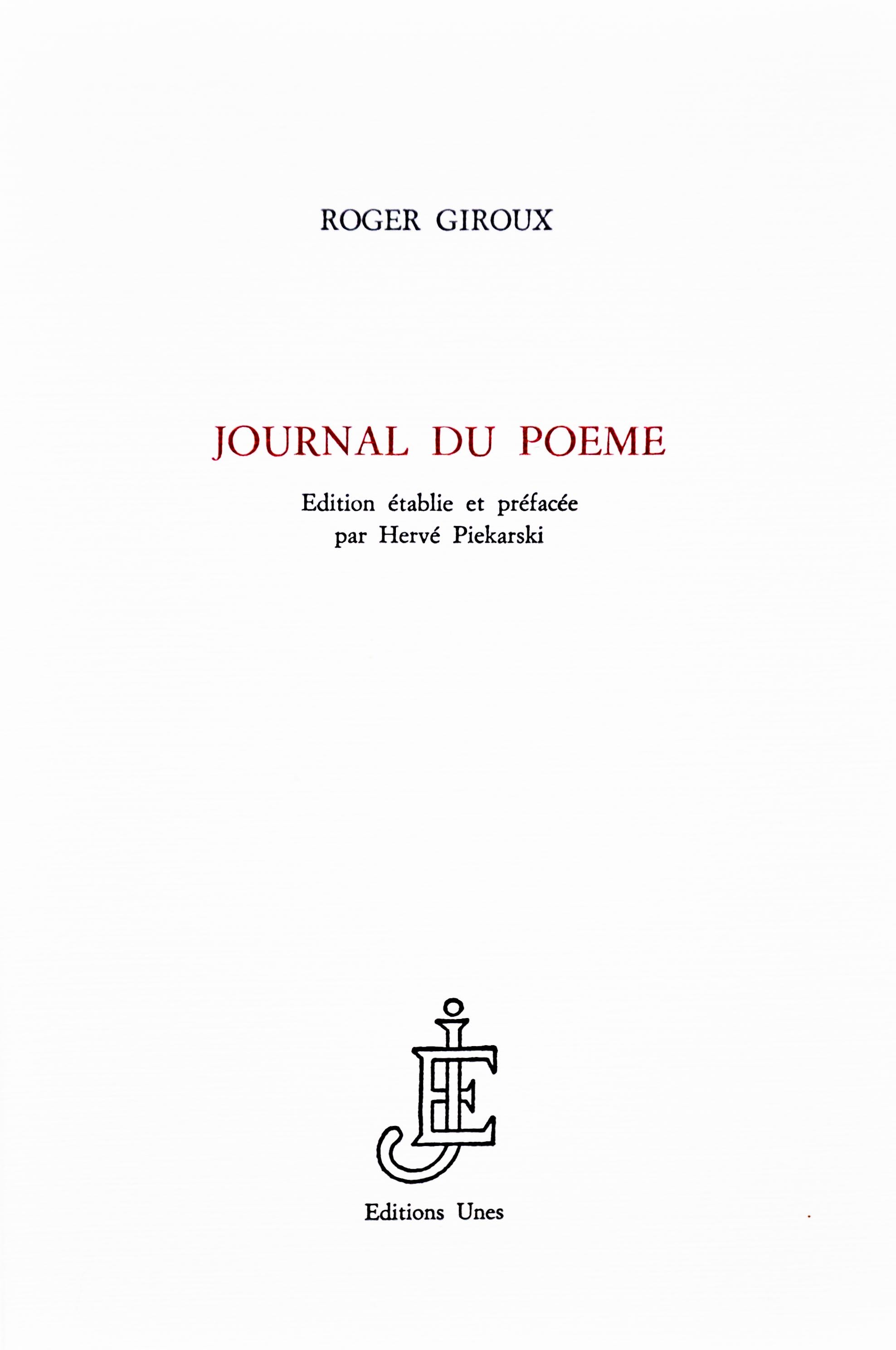 Journal du poème