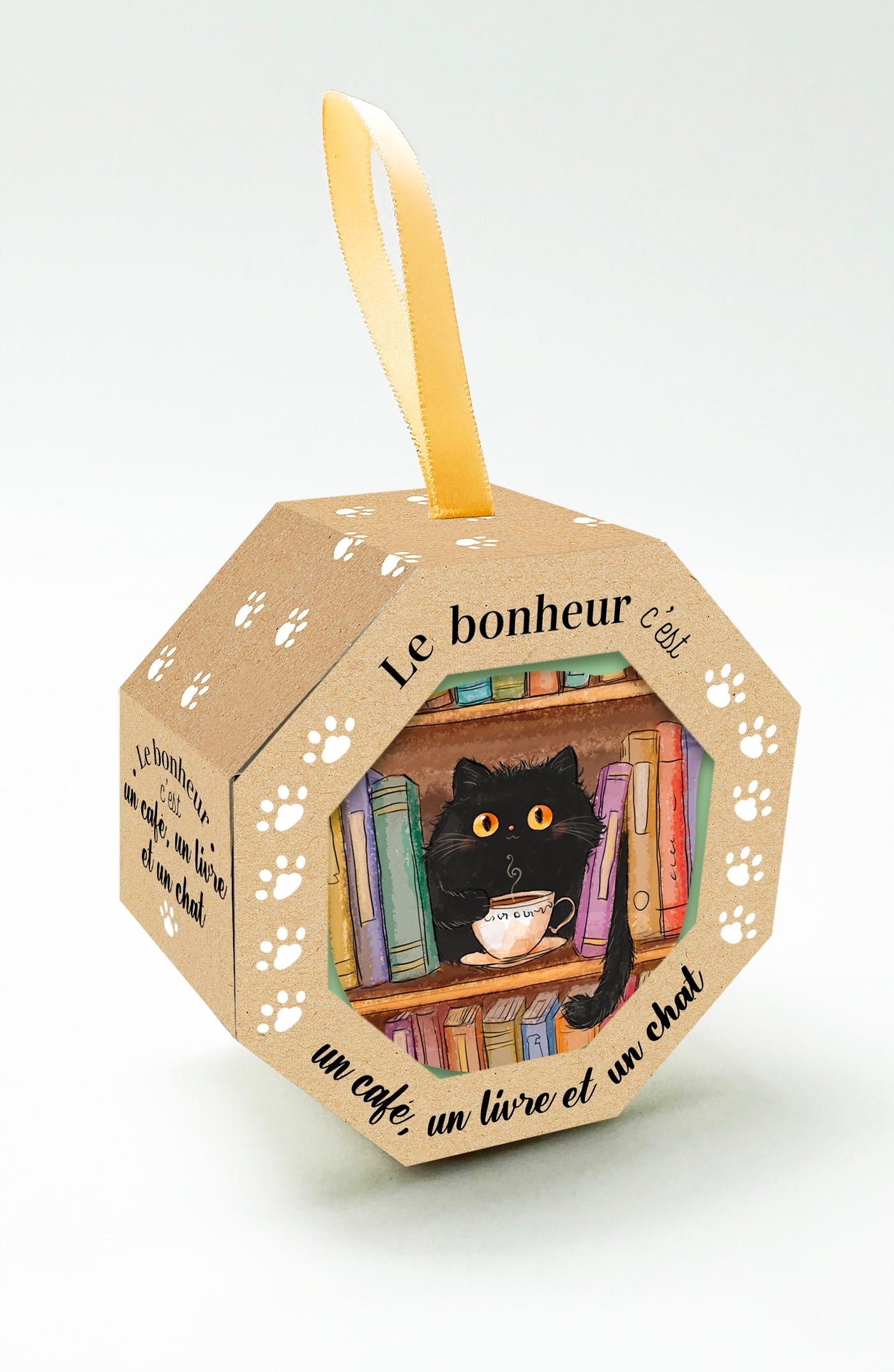 Coupelle Le bonheur c'est un café, un livre et un chat