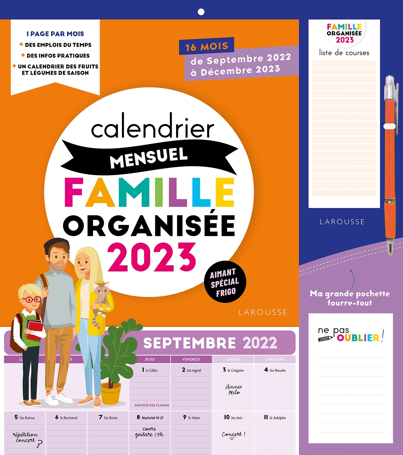 Grand calendrier mensuel - une année organisée - 2023
