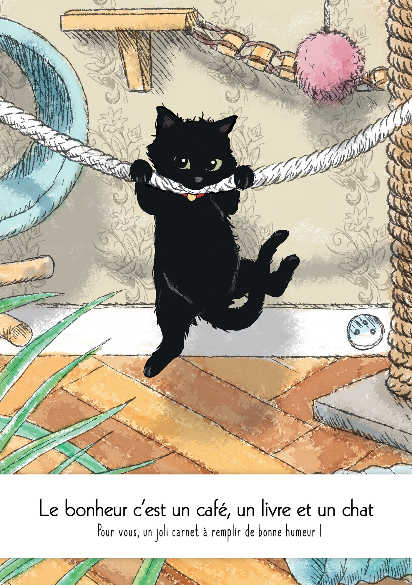 Carnet Le bonheur c'est un café, un livre et un chat