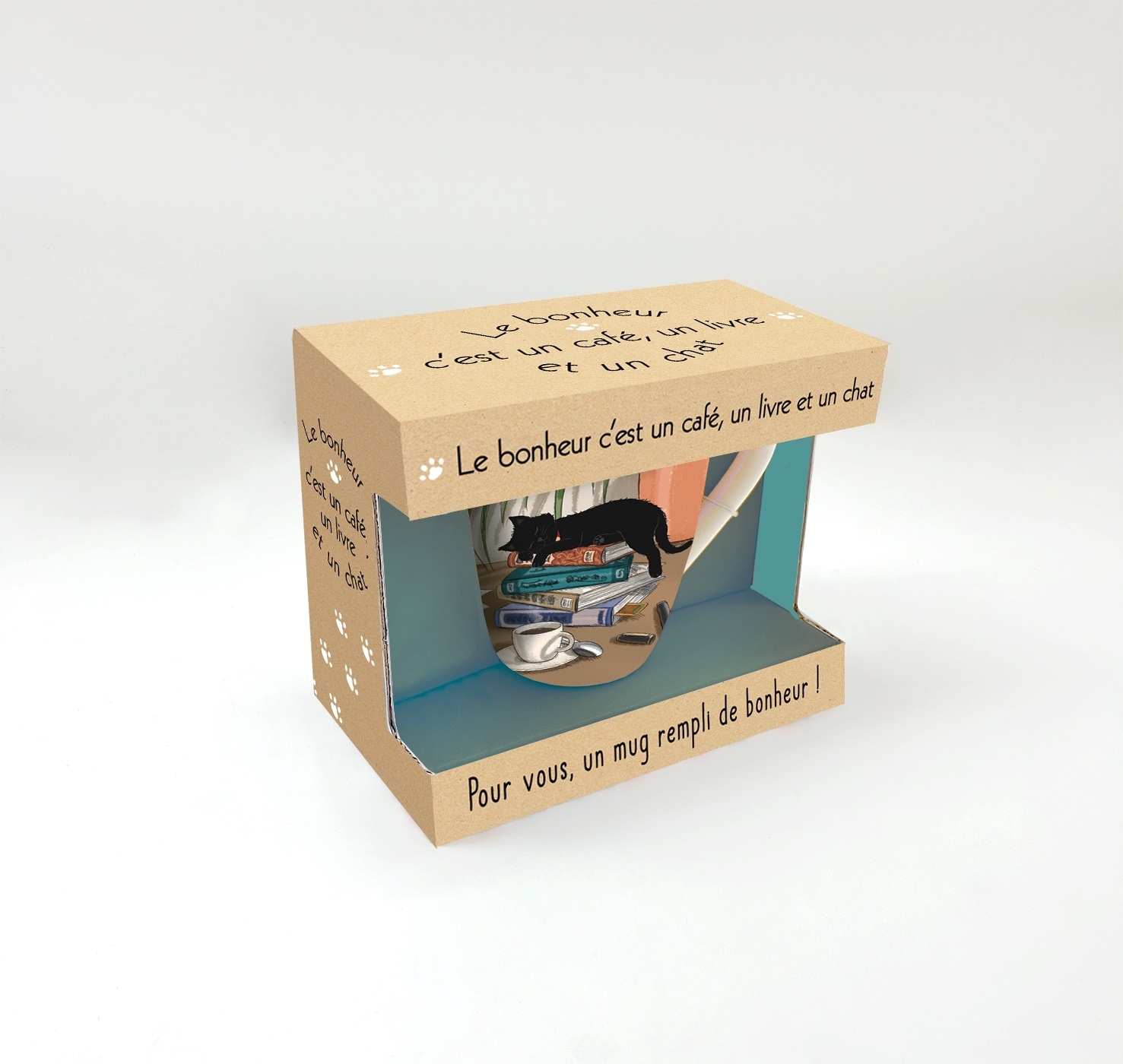 Mug Le bonheur c'est un café, un livre et un chat