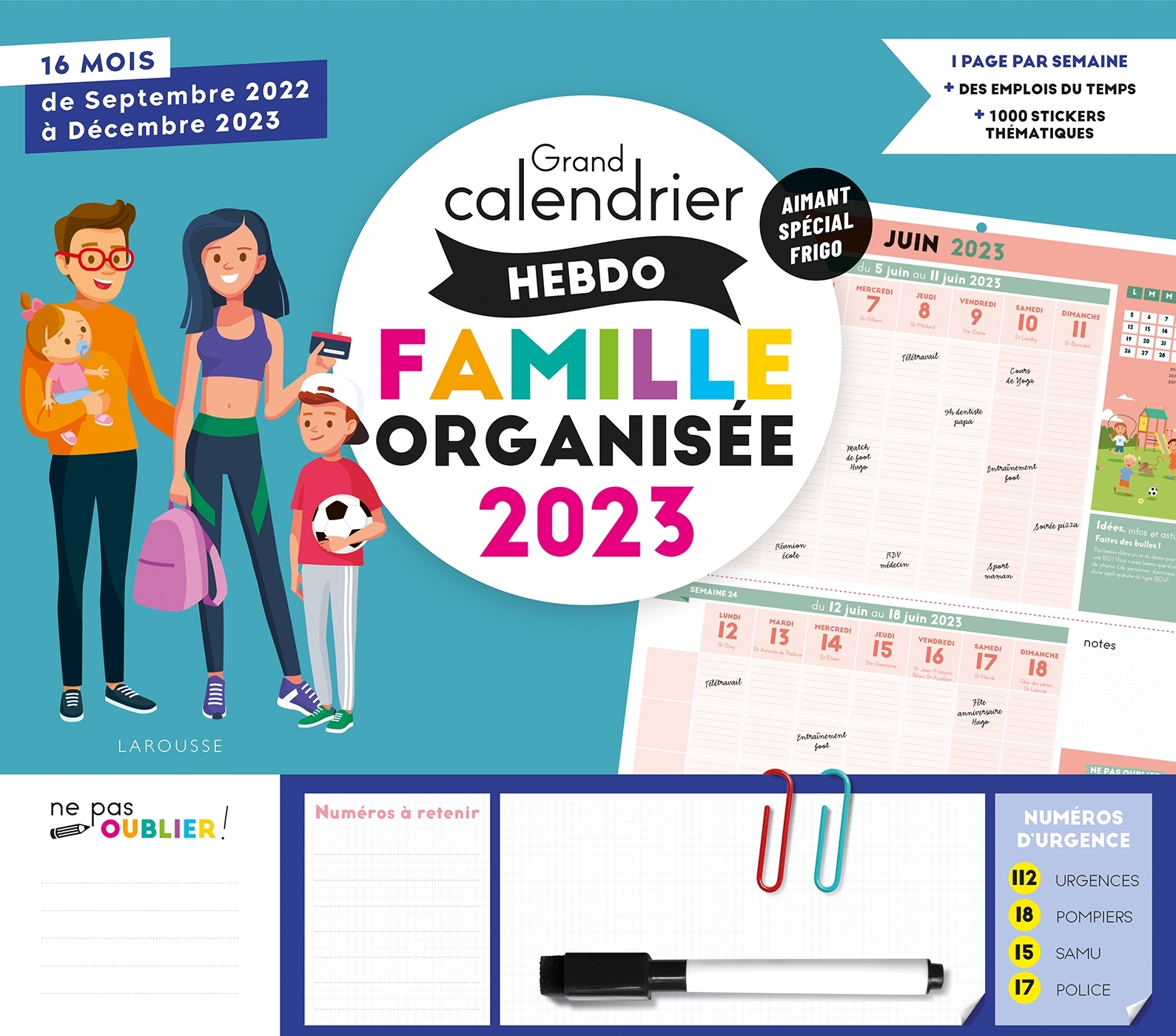 Le grand calendrier hebdomadaire de la famille organisée 2023