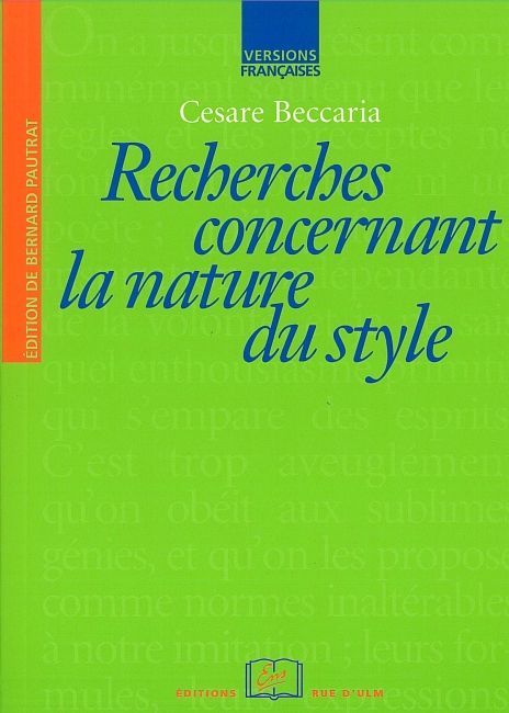 Recherches Concernant la Nature du Style