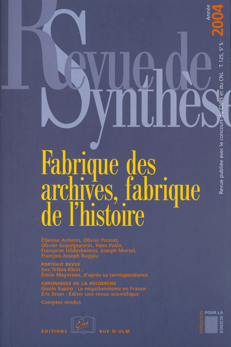 Revue de Synthese / 2004-N°125