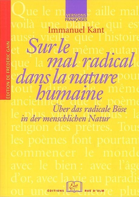 Sur le Mal Radical Ds la sur le Mal Radical Nature Huma