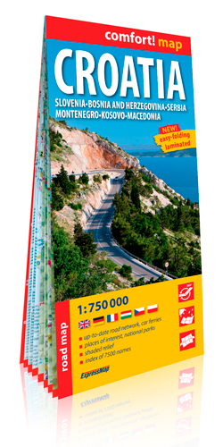 Croatie (Ang) 1/750.000 (Carte Laminée Grand Forma