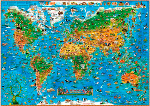 Carte Animaux Du Monde - Avec Barres (Plast.138X97