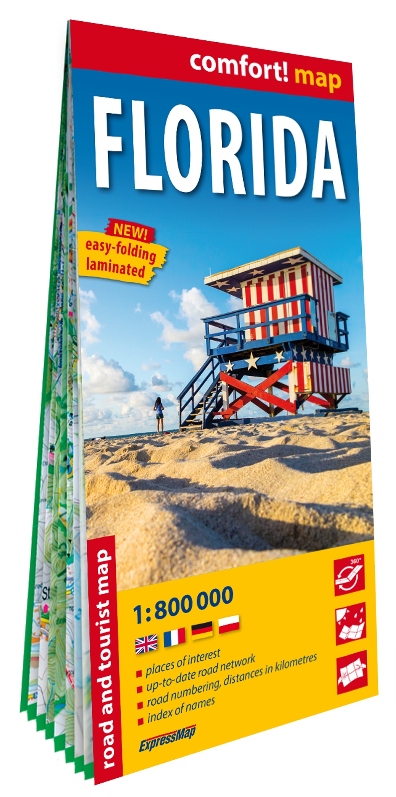 Floride 1/800.000 (carte grand format laminée). Florida