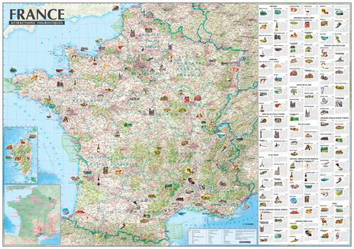 Carte France - Attractions Touristiques (Sans Barre)