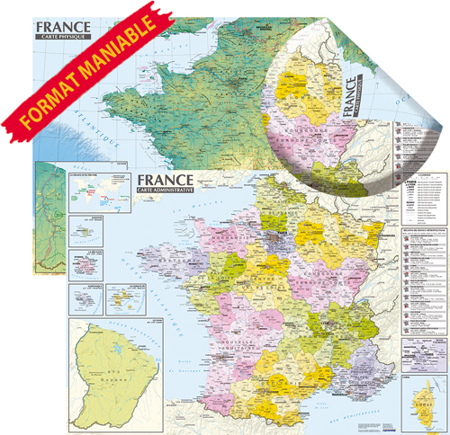 France. Carte Physique Et Administrative