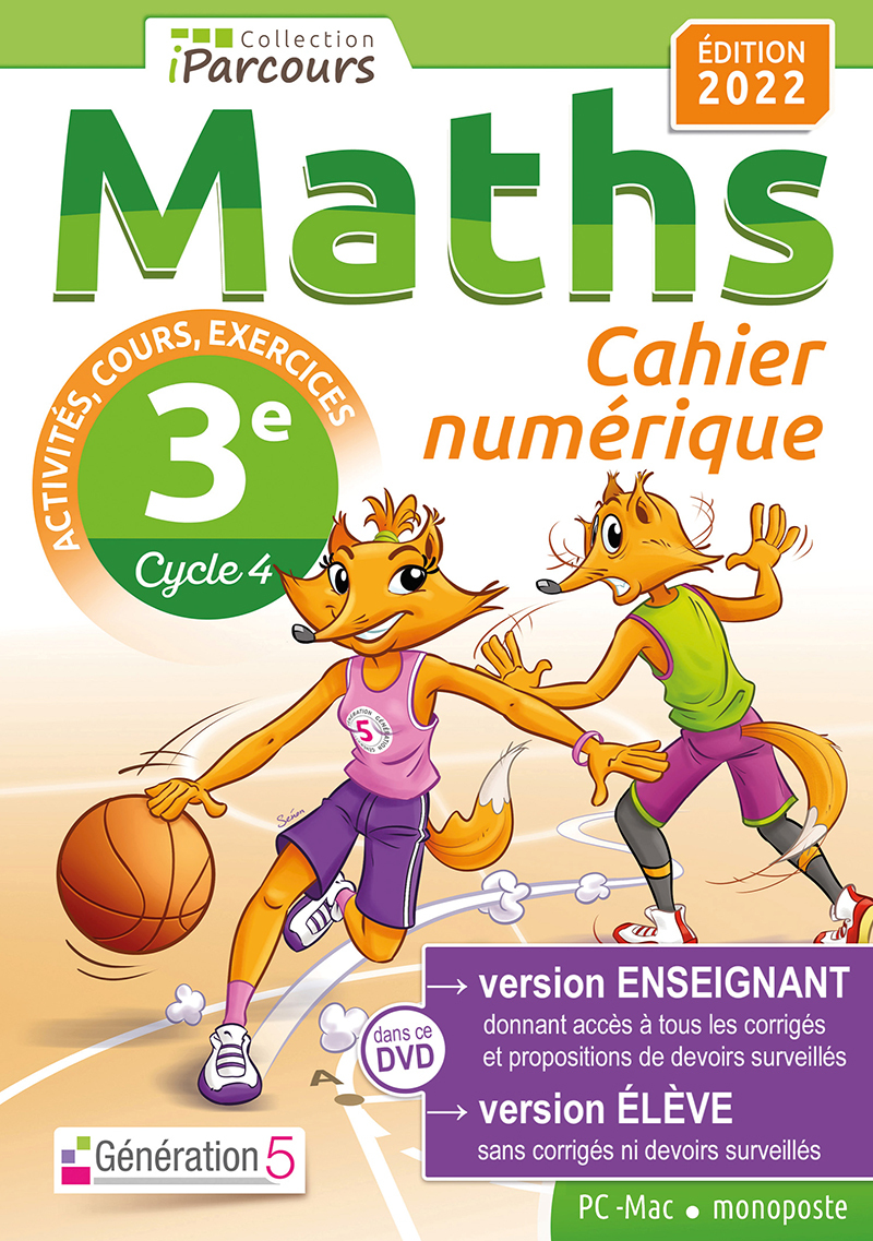 Cahier numérique iParcours Maths 3e (DVD enseignant monoposte) 2022