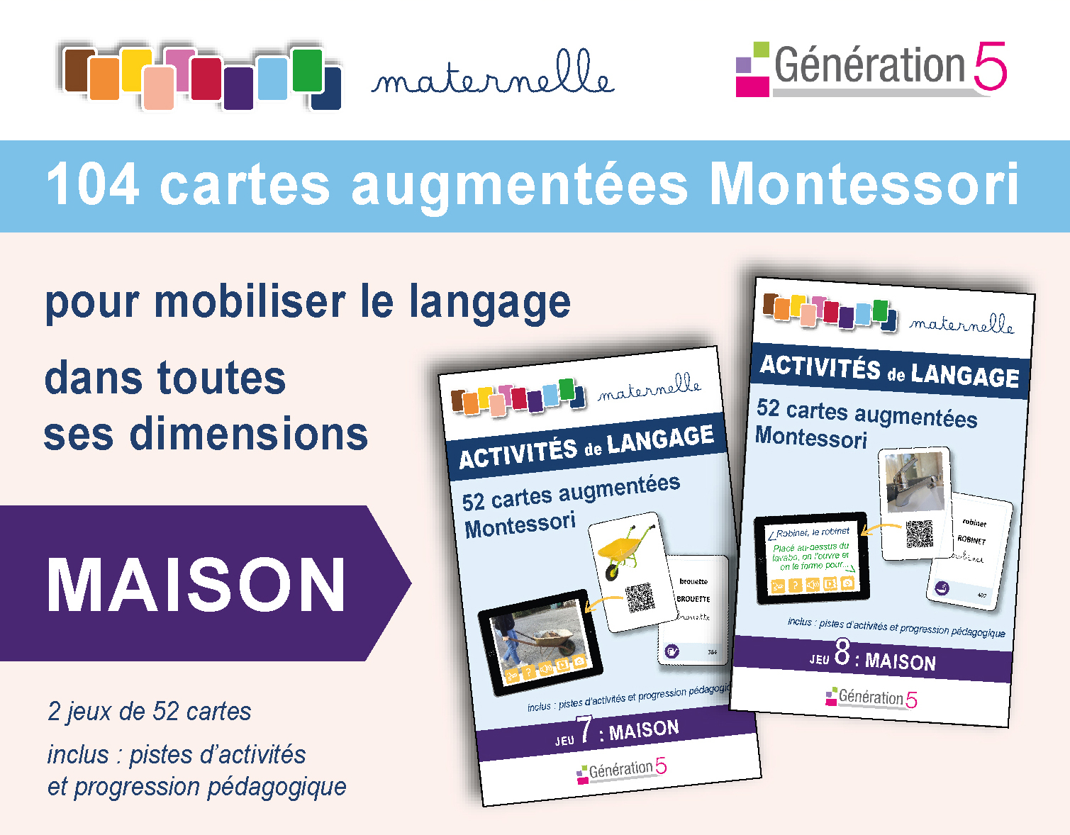 104 cartes augmentées Montessori "Maison"