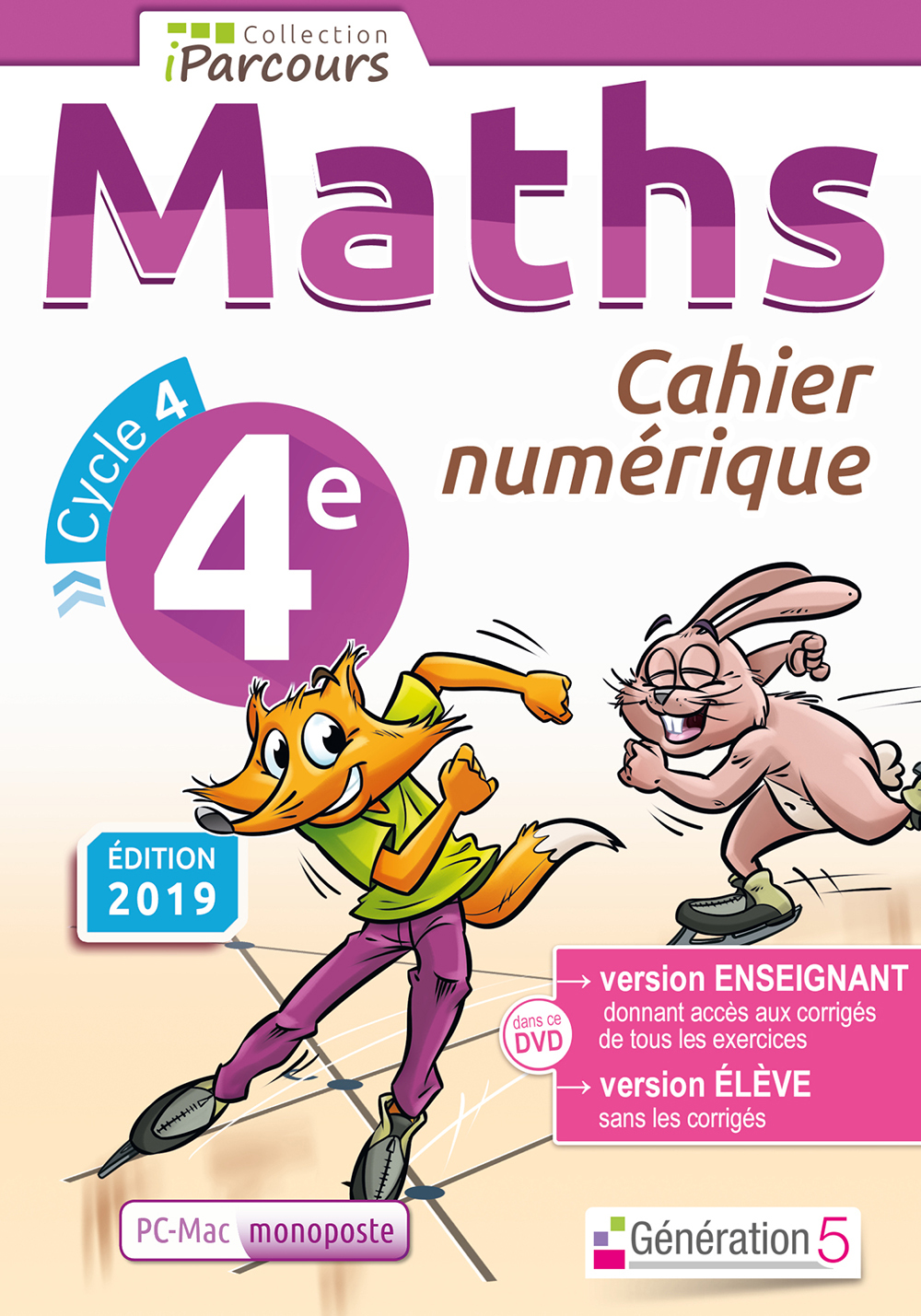 Cahier numérique iParcours maths 4e (DVD enseignant monoposte) 2019