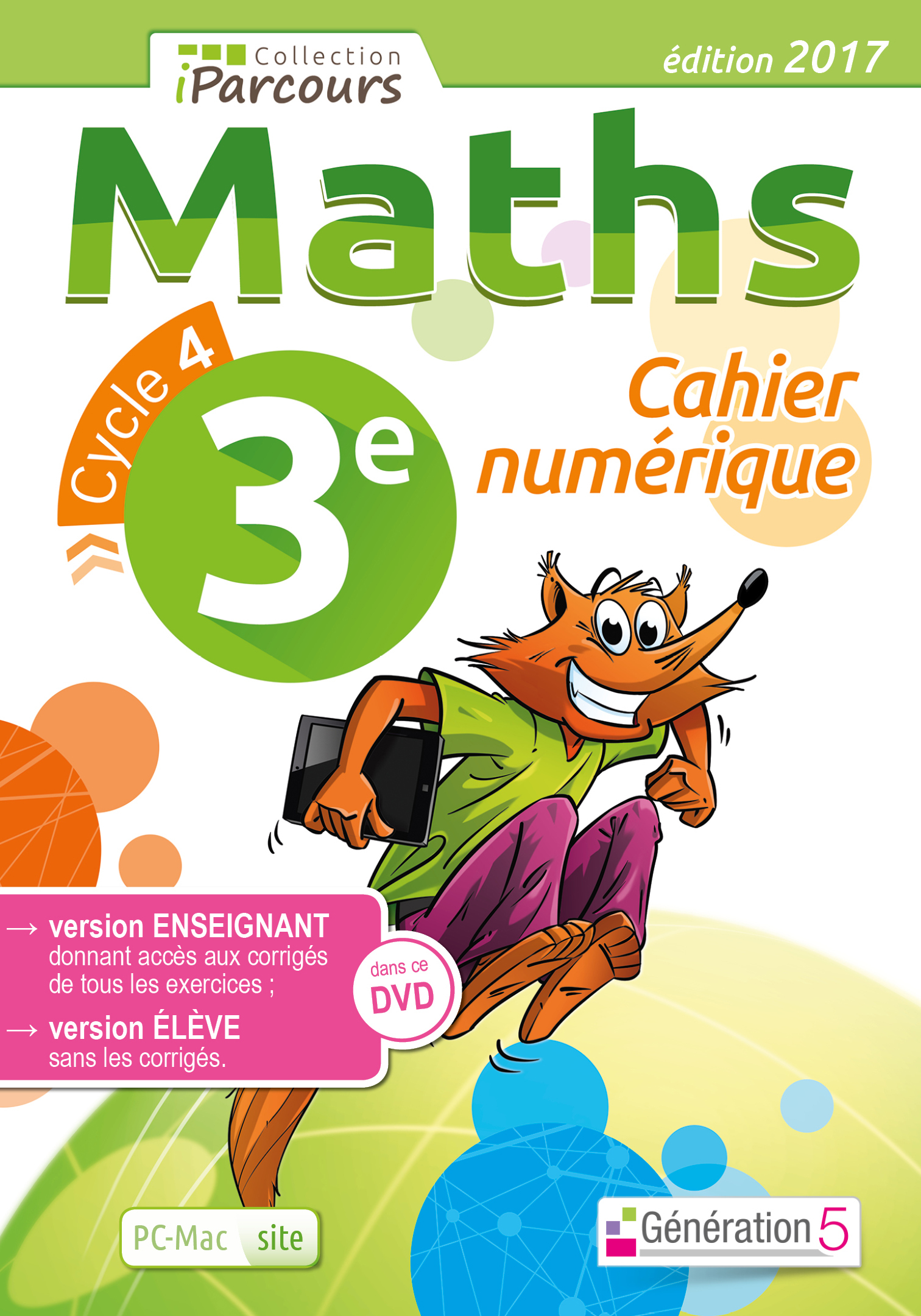 Cahier numérique iParcours Maths cycle 4 - 3e (DVD enseignant site) 2017