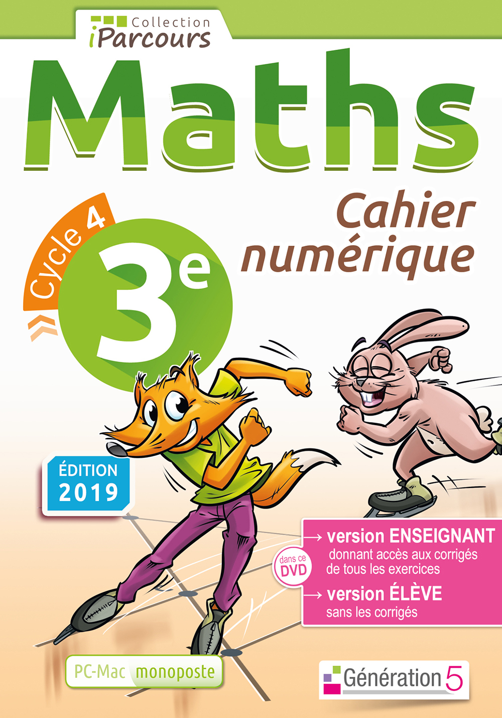 Cahier numérique iParcours maths 3e (DVD enseignant monoposte) 2019