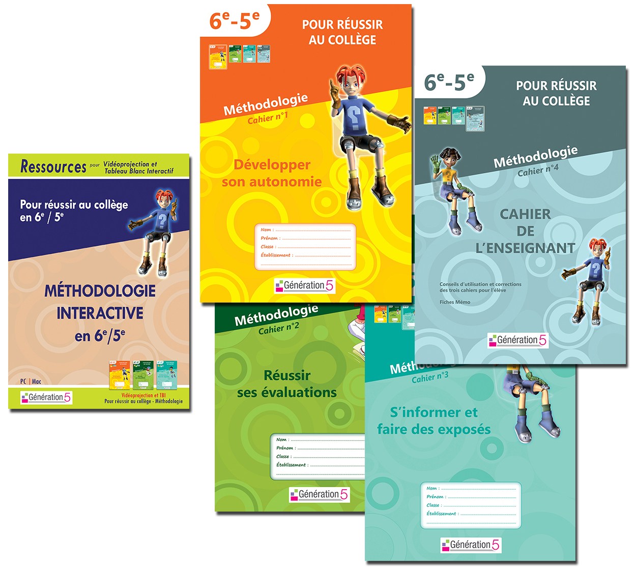 Collection des 4 cahiers + CD TBI/Vidéoprojection Méthodologie 6e/5e