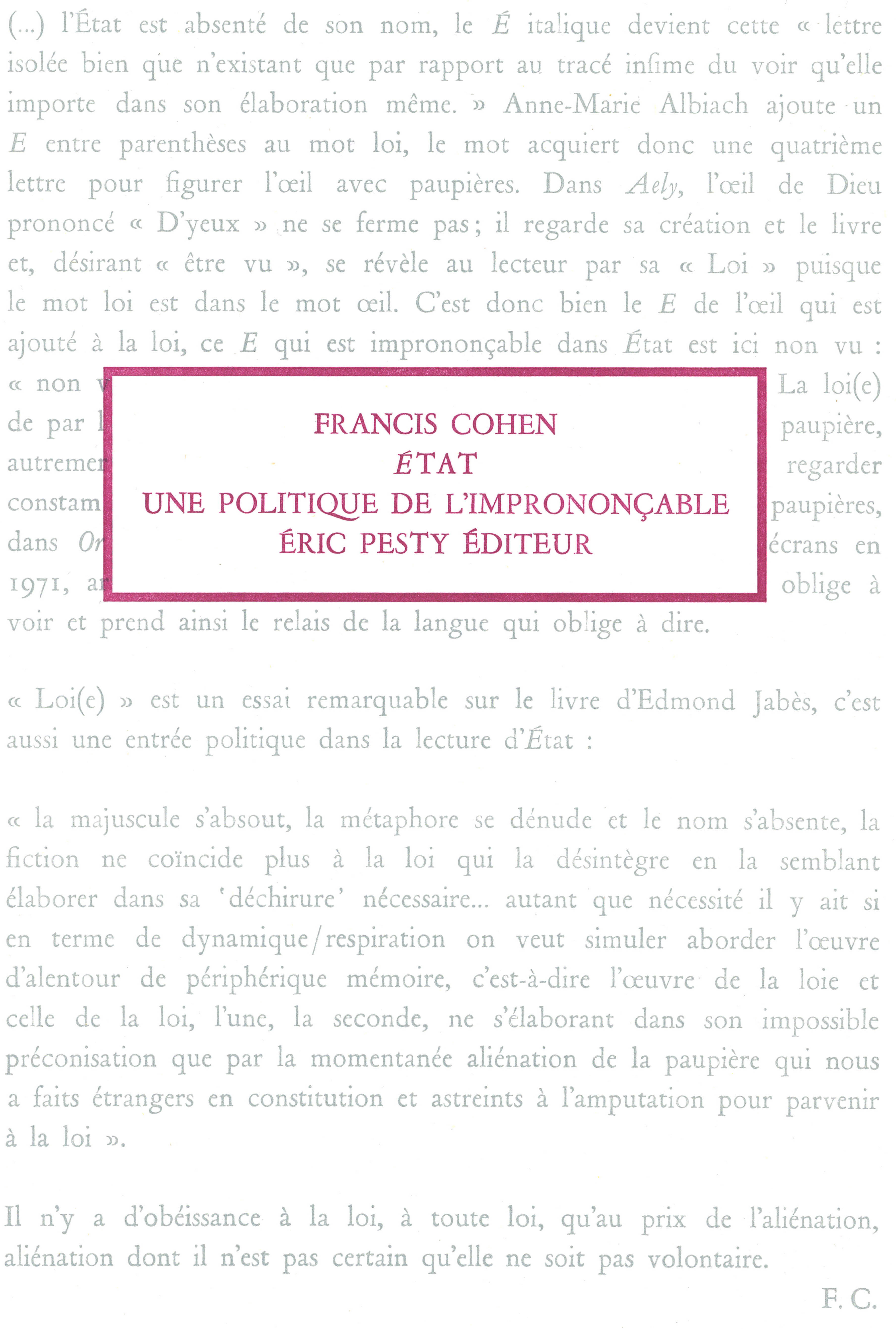 État, une politique de l'imprononçable