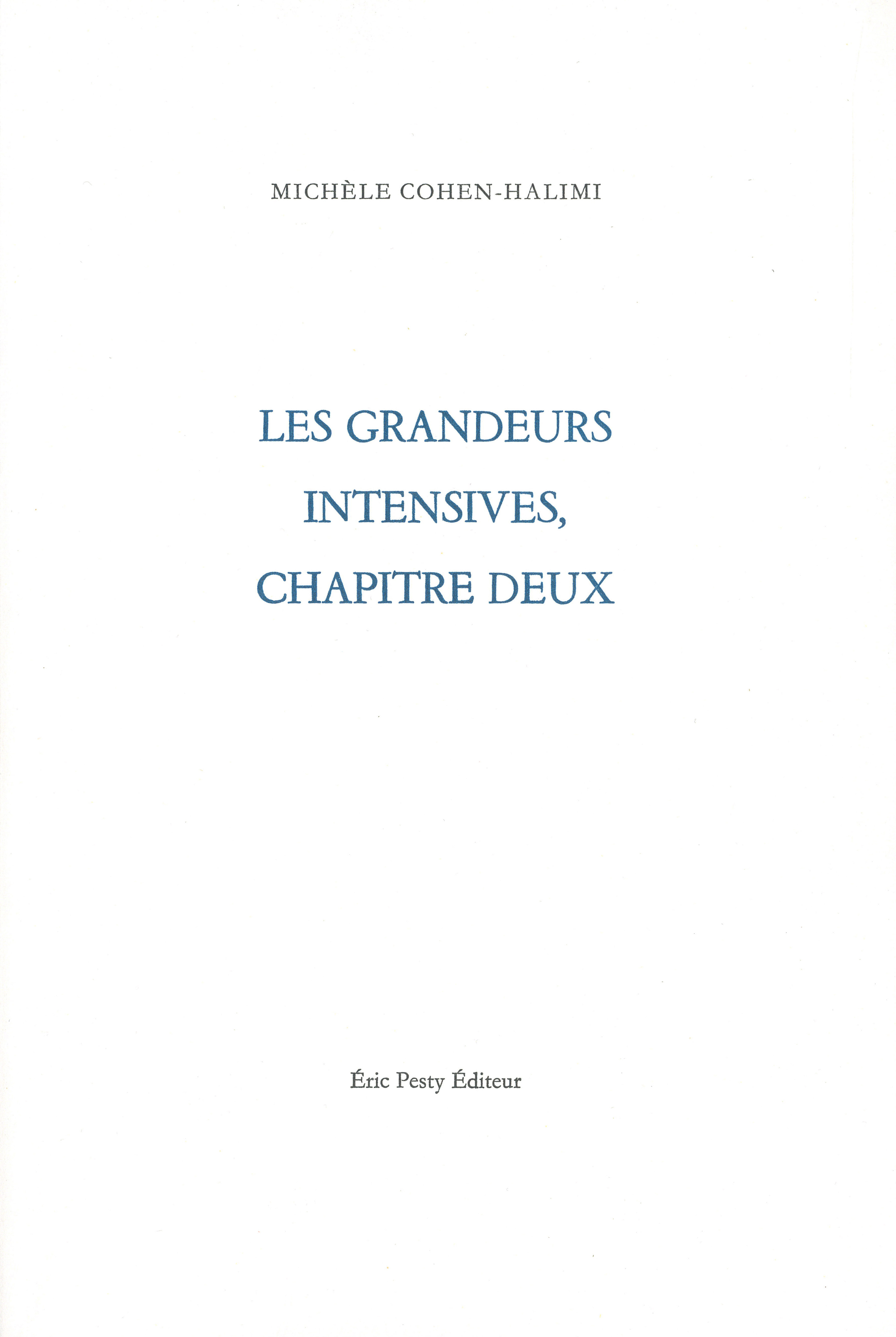 Les grandeurs intensives, chapitre deux