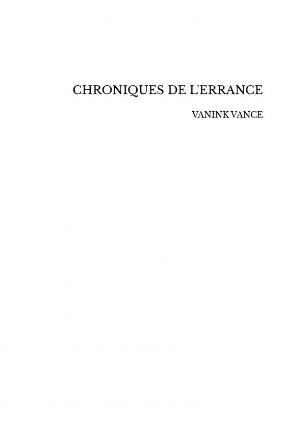 CHRONIQUES DE L'ERRANCE