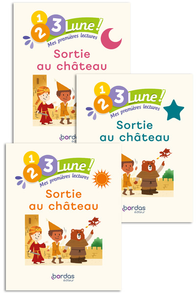 1, 2, 3, Lune !- Mes premières lectures - Sortie au château (pack 1 album soleil + 1 album étoile + 1 album lune)