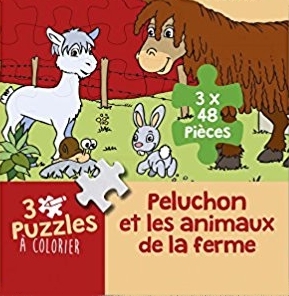 PUZZLE A COLORIER - PELUCHON ET LES ANIMAUX DE LA FERME