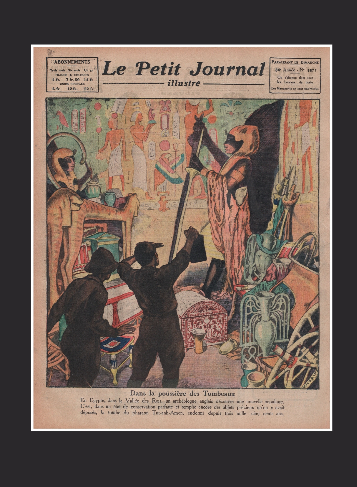 Carnet ligné : Dans la poussière des tombeaux, Le Petit journal illustré du 11 février 1923.