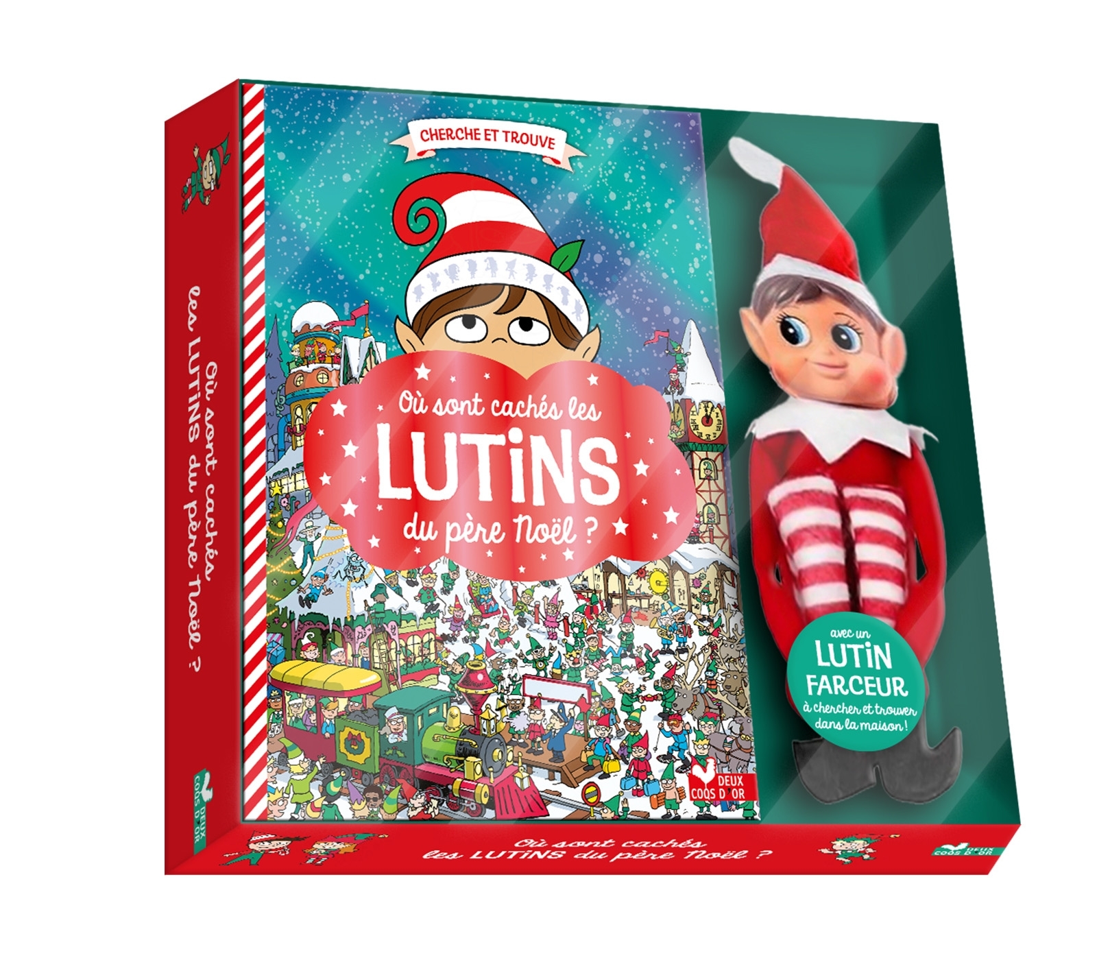 Où sont cachés les lutins du père Noël ? coffret avec lutin farceur