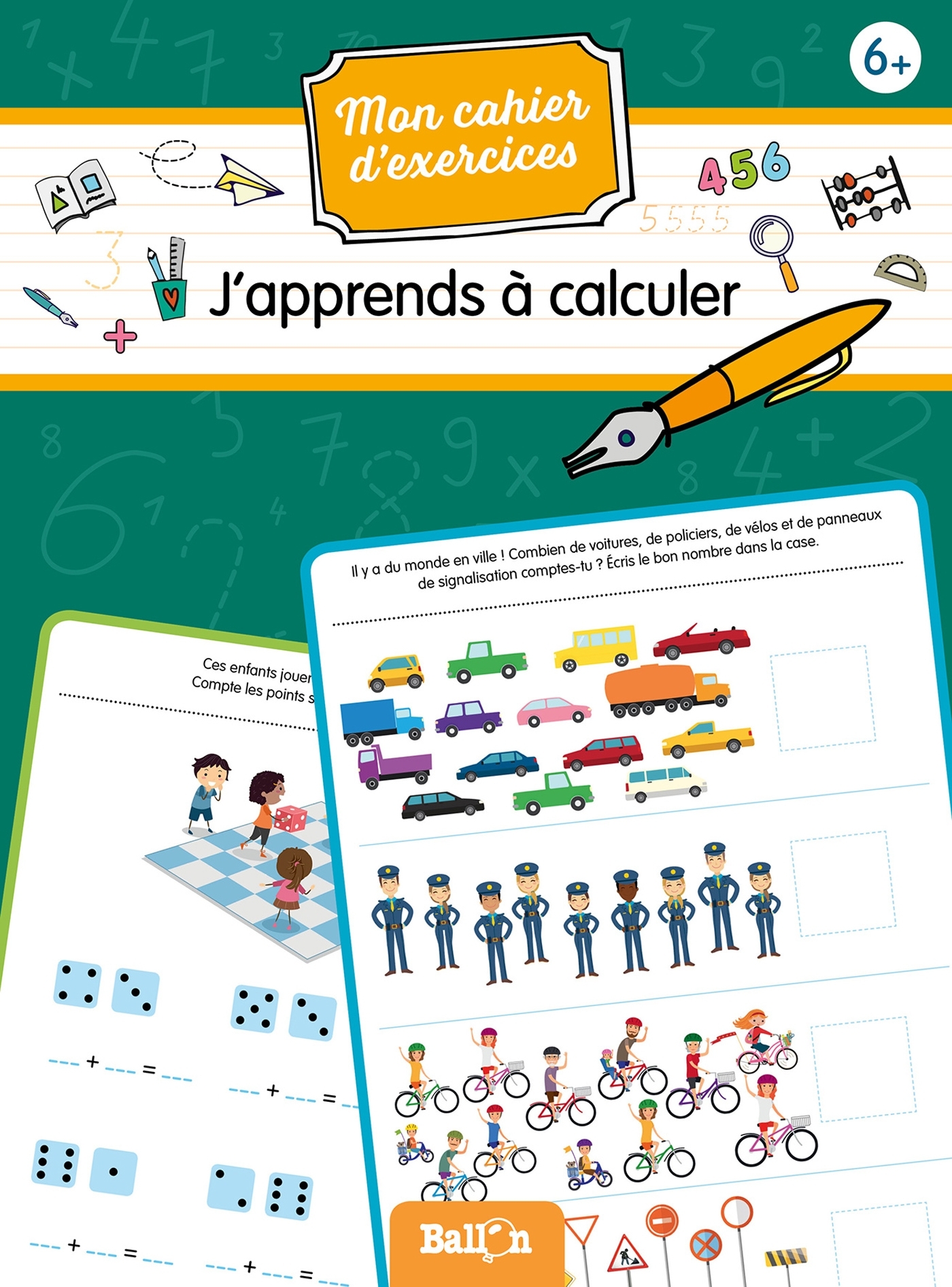 Mon cahier d'exercices (wipe and clean) - J'apprends à calculer 6+