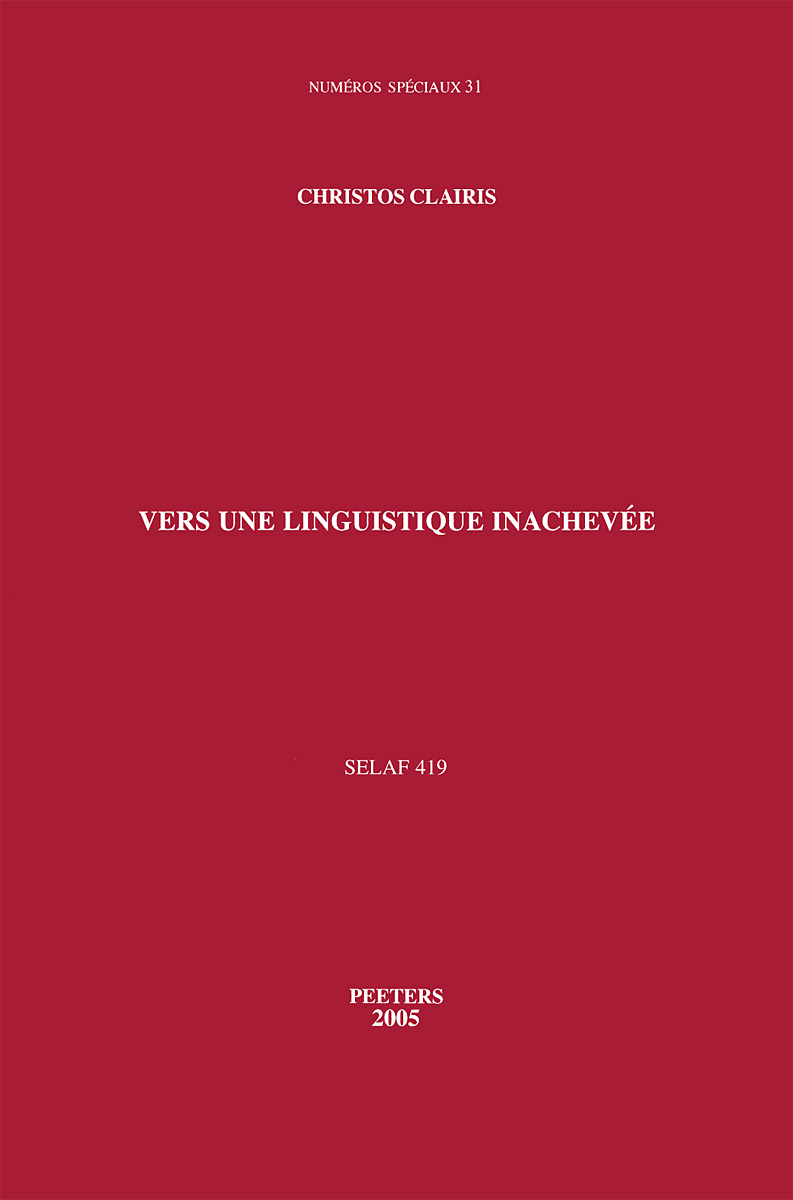 VERS UNE LINGUISTIQUE INACHEVEE