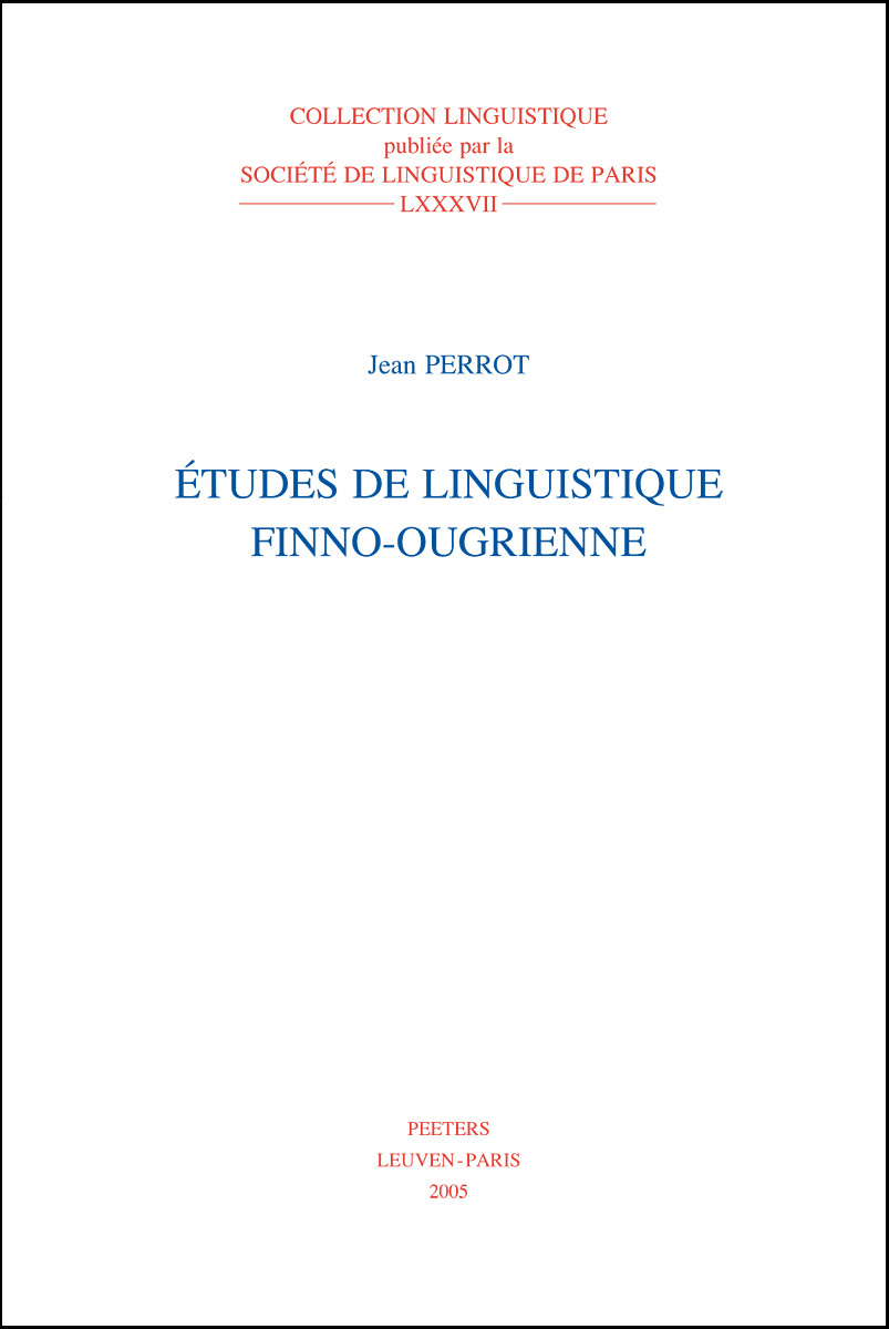 ETUDES DE LINGUISTIQUES FINNO-OUGRIENNE
