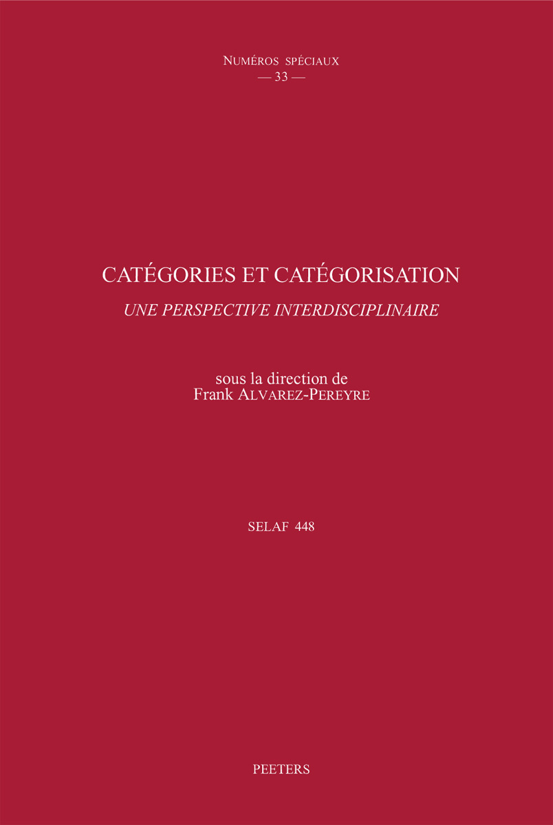 CATEGORIES ET CATEGORISATION UNE PERSPECTIVE INTERDISCIPLINAIRE