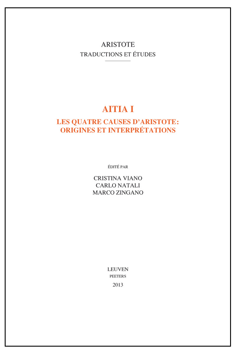 AITIA I LES QUATRE CAUSES D ARISTOTE ORIGINES ET INTERPRETATIONS
