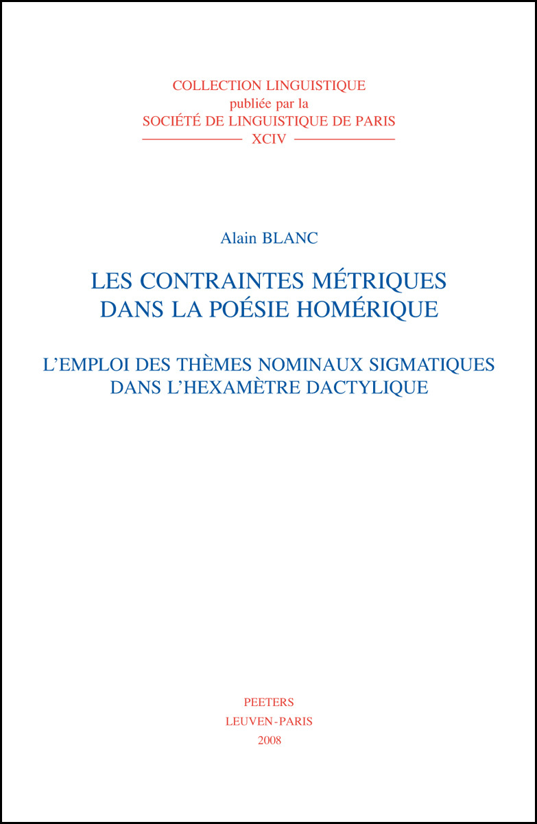 LES CONTRAINTES METRIQUES DANS LA POESIE HOMERIQUES