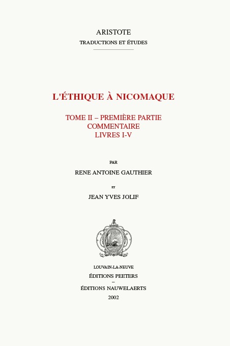 L'éthique à Nicomaque II, 1